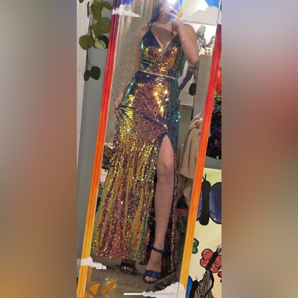 Shiny holographic prom dress!